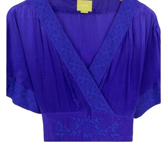 Maeve Anthropologie  Blue cross over embroider blouse - Picture 5 of 9